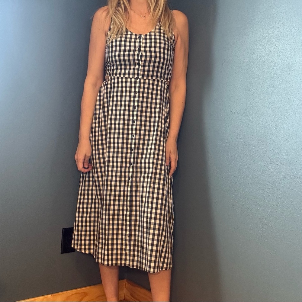Black and White Gingham Side Cut Out Sleeveless Midi Dress size Small - Picture 5 of 11